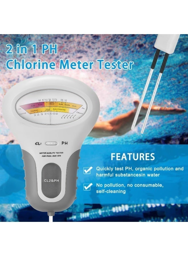 جهاز اختبار المياه والكلور – أداة اختبار مياه حمام السباحة والسبا (pH و Cl²) ، جسم بلاستيكي متين ، سهل الاستخدام ويعمل بالبطارية - Image 3